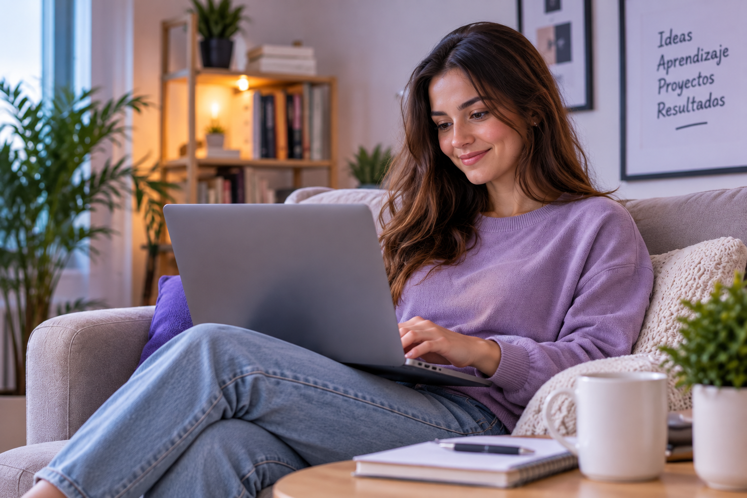 Alumna estudiando online desde su notebook